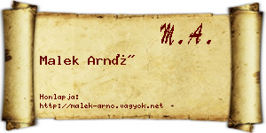 Malek Arnó névjegykártya